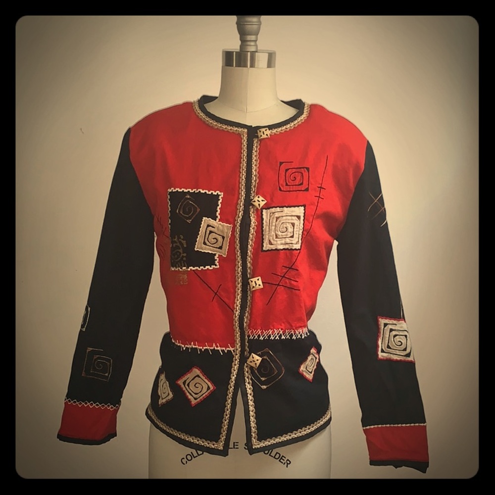 Vintage Red & Black Patchwork Jacket - image 1